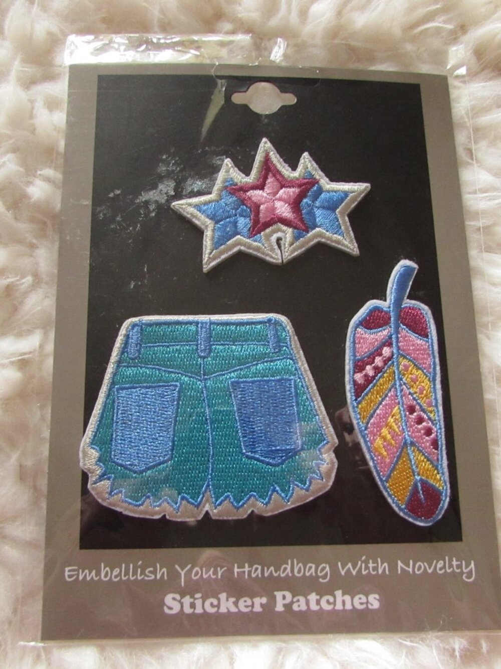 Novelty Embroidered Sticker Patch Feather Stars Cut Off Shorts BOHO